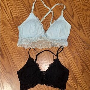 Abercrombie & Fitch Lace Bralette Set Black and Blue